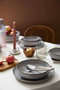 Hermia MOD12Y1730955 Juego de Cena de Porcelana Gris 12 Piezas, Platos 24cm, Platos 20cm, Cuencos 15cm